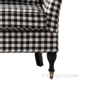 Chaise à bras plaid noir et blanc à roulettes